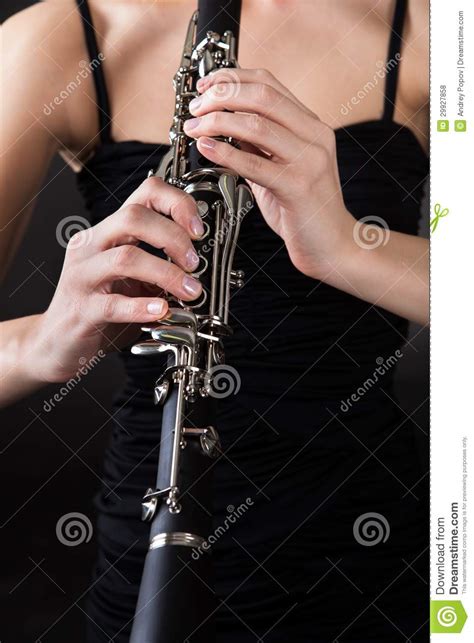 Beautiful Young Woman Playing Clarinet Stock Photo Image Of