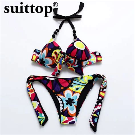 Suittop Bikinis 2017 Summer New Sexy Maillot De Bain Cute Print Flower