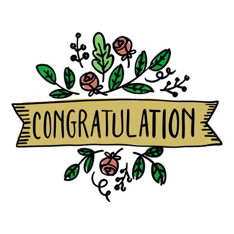 Congratulation Text Handwriting With Doodle Illustration Transparent