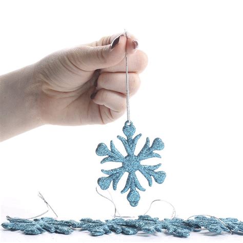 Turquoise Glittered Snowflake Ornaments Christmas Ornaments
