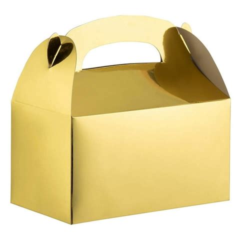 Party Treat Boxes 24 Pack Metallic Gold Foil Gable T Boxes For
