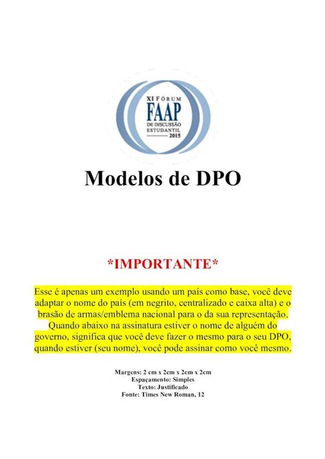 Pdf Modelos De Dpo Faap Dpopdf · Modelos De Dpo Importante Esse