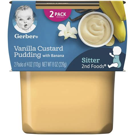 Pack Of 2 Gerber 2nd Foods Vanilla Custard Pudding With Bananas Baby