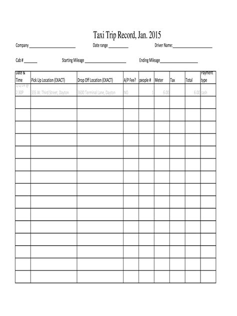 Trip Sheet Fill Online Printable Fillable Blank Pdffiller