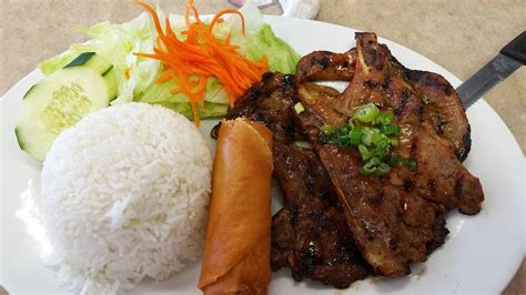 Pork Chop Rice Plate At A Local Vietnamese Restaurant Food Mode Is