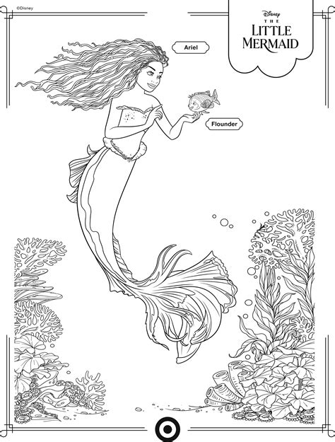 The Little Mermaid Live Action Movie 2023 Coloring Pages With Ariel