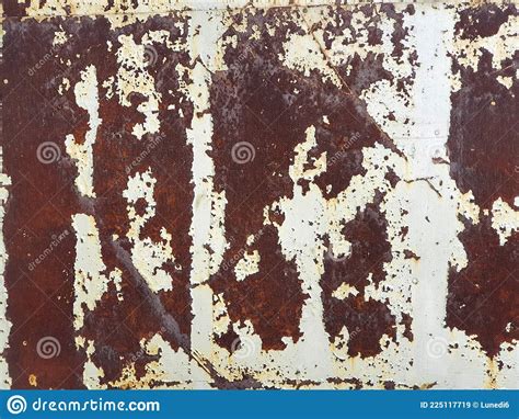 White Painted Metal Texture With Rust Rusty Metal Background Stock