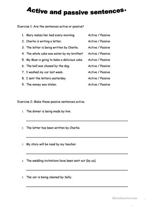 Worksheets For Active And Passive Voice Worksheets For Curiosity