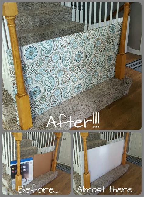 Baby Gate Diy Plywood Covered With Batting And A Cute Fabric And