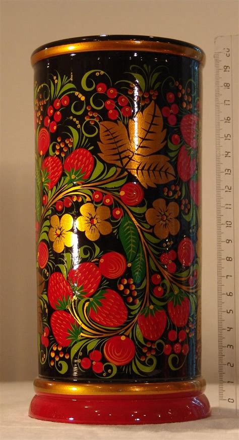 Хохлома Russian Folk Art Russian Art Hand Painted Vases