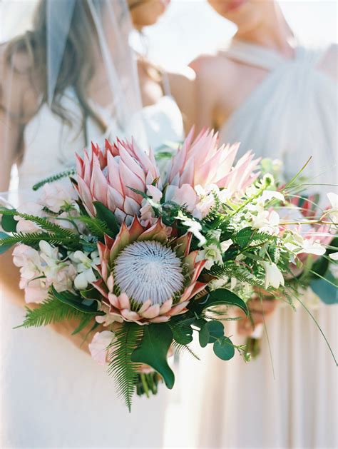 King Protea Bridal Bouquet With Tropical Blooms