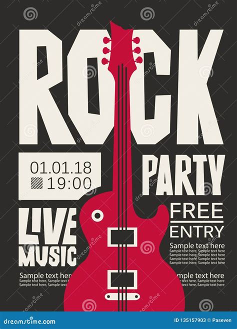 Banner For Rock Party With Live Music Stock Vector Illustration Of