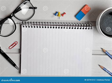 Notepad With Office Supplies Stock Photo Image Of Notebook Cafe