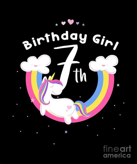 Unicorn 7th Birthday Girl Digital Art By Jose O Fine Art America