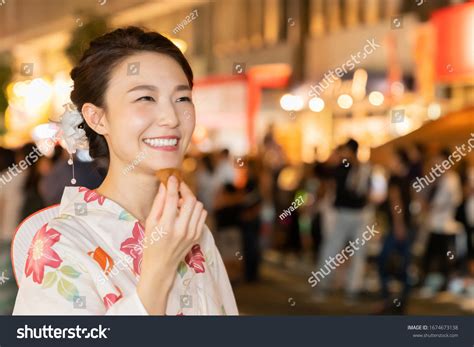 Attractive Asian Woman Wearing Traditional Japanese Stock Photo