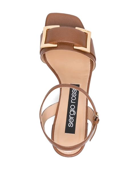 Sergio Rossi Oversized Buckle Leather 50mm Sandals Farfetch