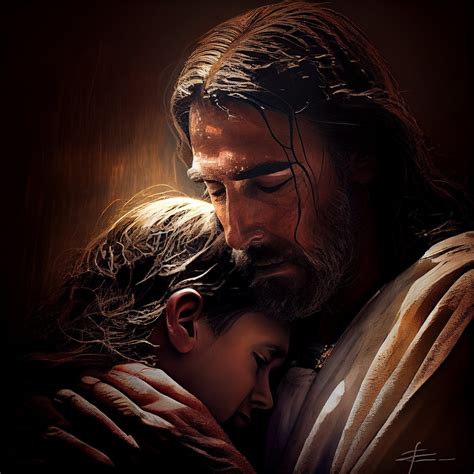 Jesus Christ Hugging Boy. Digital Print, Wall Art, Instant Download