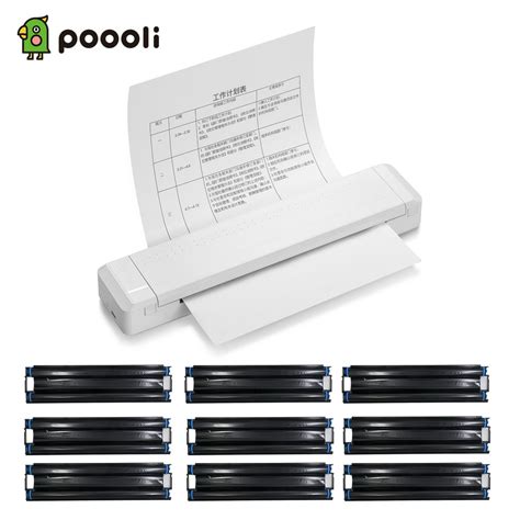 Poooli A4 Paper Printer 300dpi Wireless Portable Printer With Ribbon