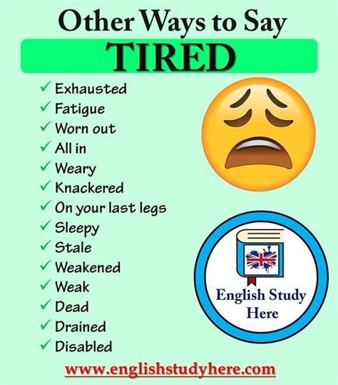 Other Ways To Say Tired In English English Study Here Learn English