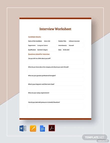 9 Interview Sheet Templates Free Sample Example Format Download