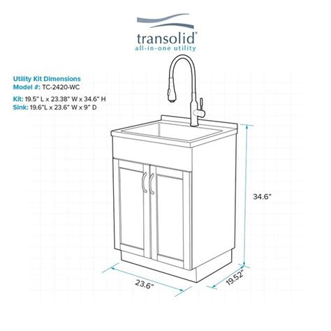 Transolid 24 In X 197 In 1 Basin White Freestanding Laundry Sink With