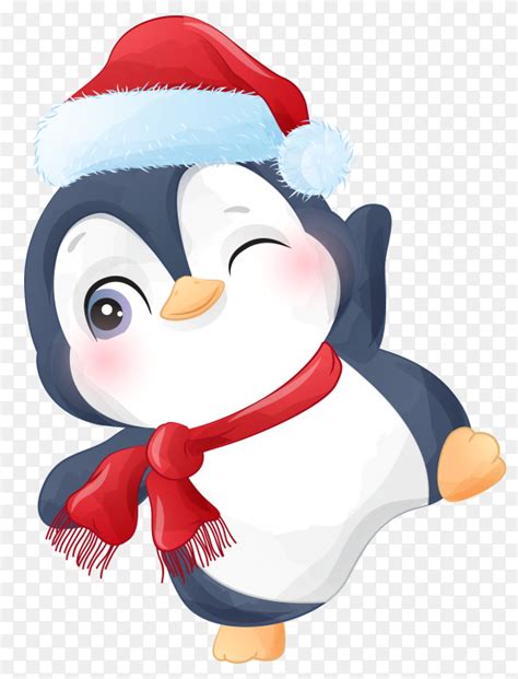 Cute Penguin Wearing Santa Claus Hat Premium Vector Png Similar Png