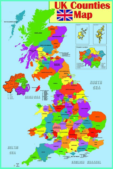 Uk Counties Map Educational Poster Wall Chart A2 Size Ebay