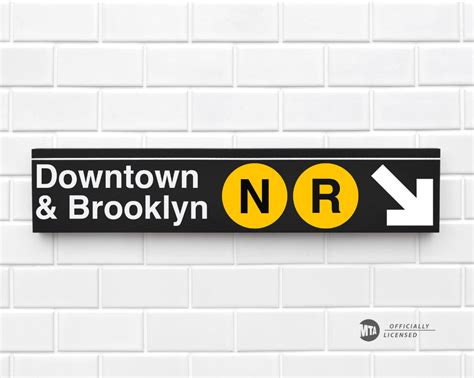 Downtown And Brooklyn N R New York City Subway Sign Wood Etsy Subway