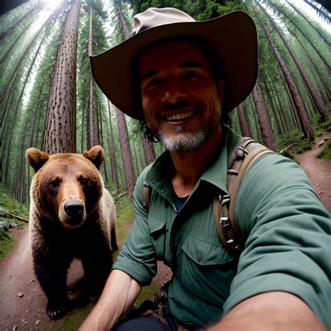 Hiker With Grizzly Bear