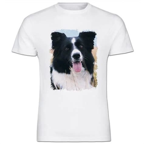 Wholesale T Shirts Crew Neck Men Graphic Short Sleeve Border Collie Dog