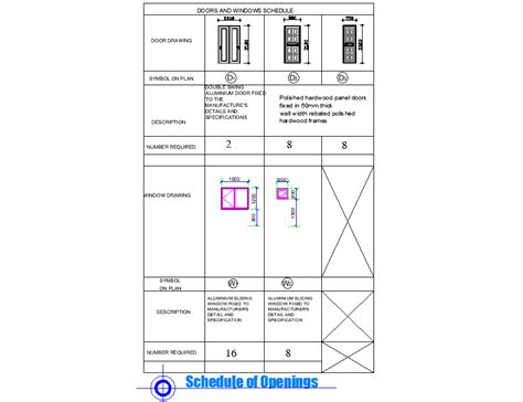 Schedule Of Opening Door And Window Layout File Cadbull