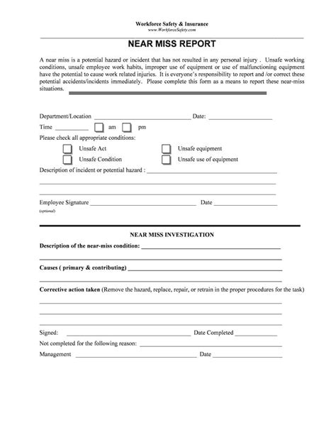 Near Miss Reporting Form Fill Online Printable Fillable Regarding