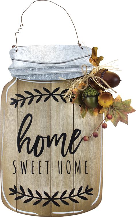 Wondering what the fuss is all about with mason jars, jelly jars, and other these mason jars with handles are easy to dress up: Home Sweet Home Mason Jar Plaque | Crafts Direct
