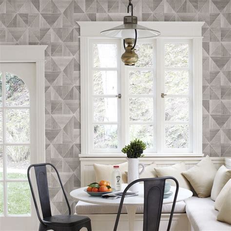 Advantage Corin Light Grey Wood Geometric Wallpaper At