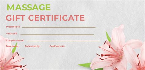 Massage Gift Certificate Template Photoshop Room Surf