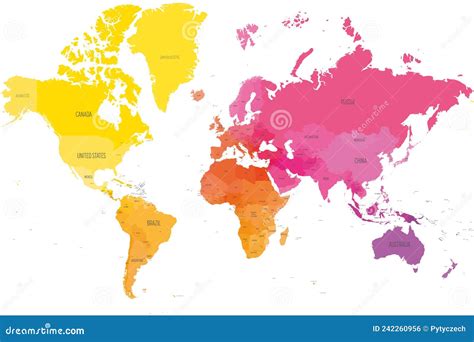 Colorful Political Map Of World Stock Vector Illustration Of Global