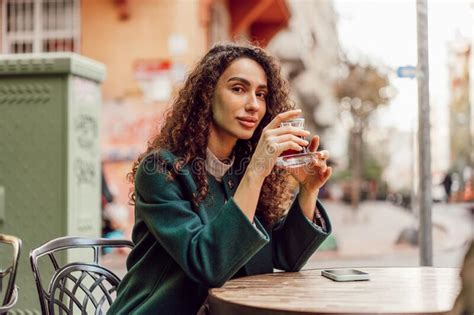 Woman Tourist Drinking Traditional Turkish Tea In Outdoor Cafe Stock Image Image Of Modern