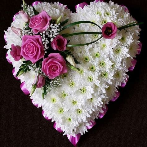 Heart Shaped Funeral Tribute With White Chrysanthemum Flowers Choose From A Range Of Coloured