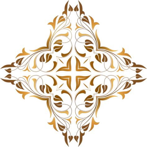View Gold Floral Vector Png