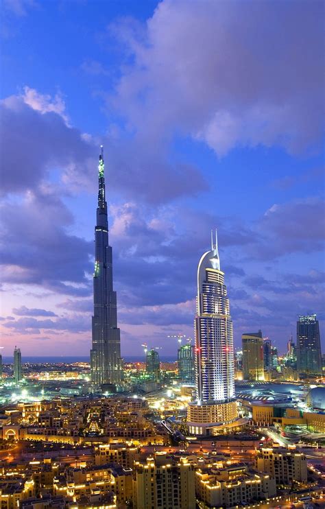 Dubai Building View Burj Khalifa City Lights Retina United Arab