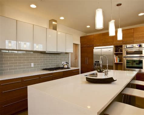 The most common kitchen cabinets material is ceramic. Modern Walnut Kitchen Cabinets | Houzz