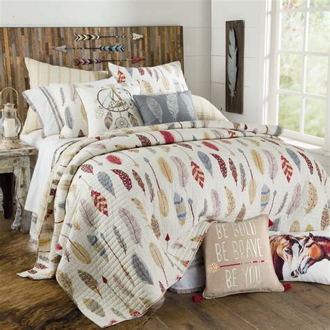 Be Bold Be Brave Southwest Feather Quilted Bedding Size Fullqueen