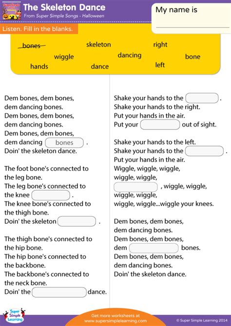 It took generations and hundreds of years to breed the current great dane and its coat colors and now it is going downhill. The Skeleton Dance Worksheet - Fill In The Blanks - Super ...