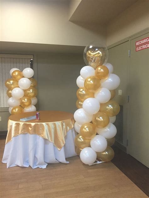 50th Anniversary Balloon Column White And Gold Takes About 45 Mins To