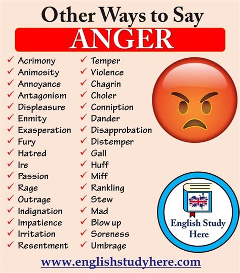 Other Ways To Say Anger English Study Here