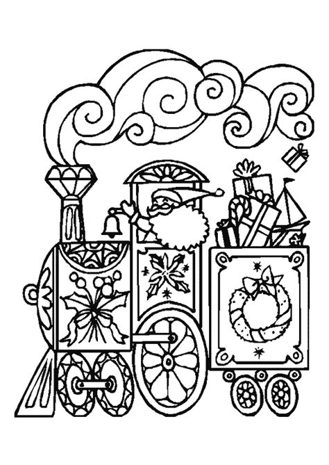 Coloriage train pere noel