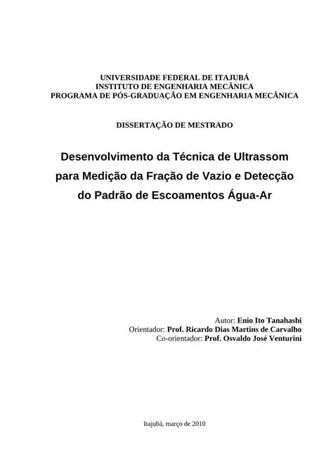 PDF Desenvolvimento da Técnica de Ultrassom para Medição da saturno unifei edu br bim