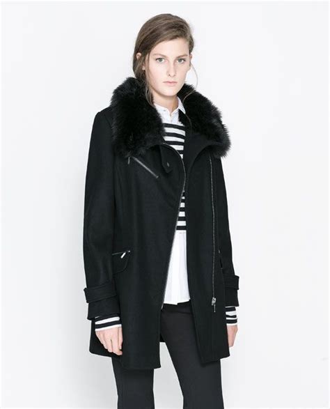Image 2 of COAT WITH FUR COLLAR from Zara | Coat, Coats for women, Zip coat