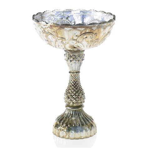 Mercury Glass Compote Vase Etsy