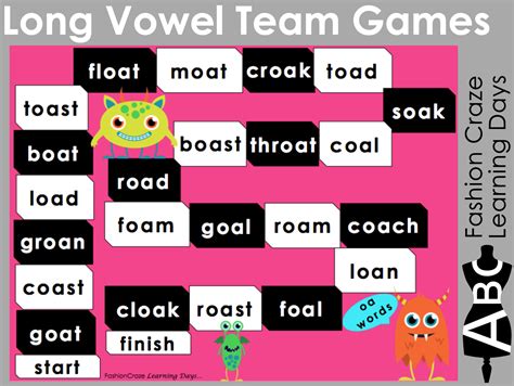 Long Vowel Team Games Including Blends And Digraphs